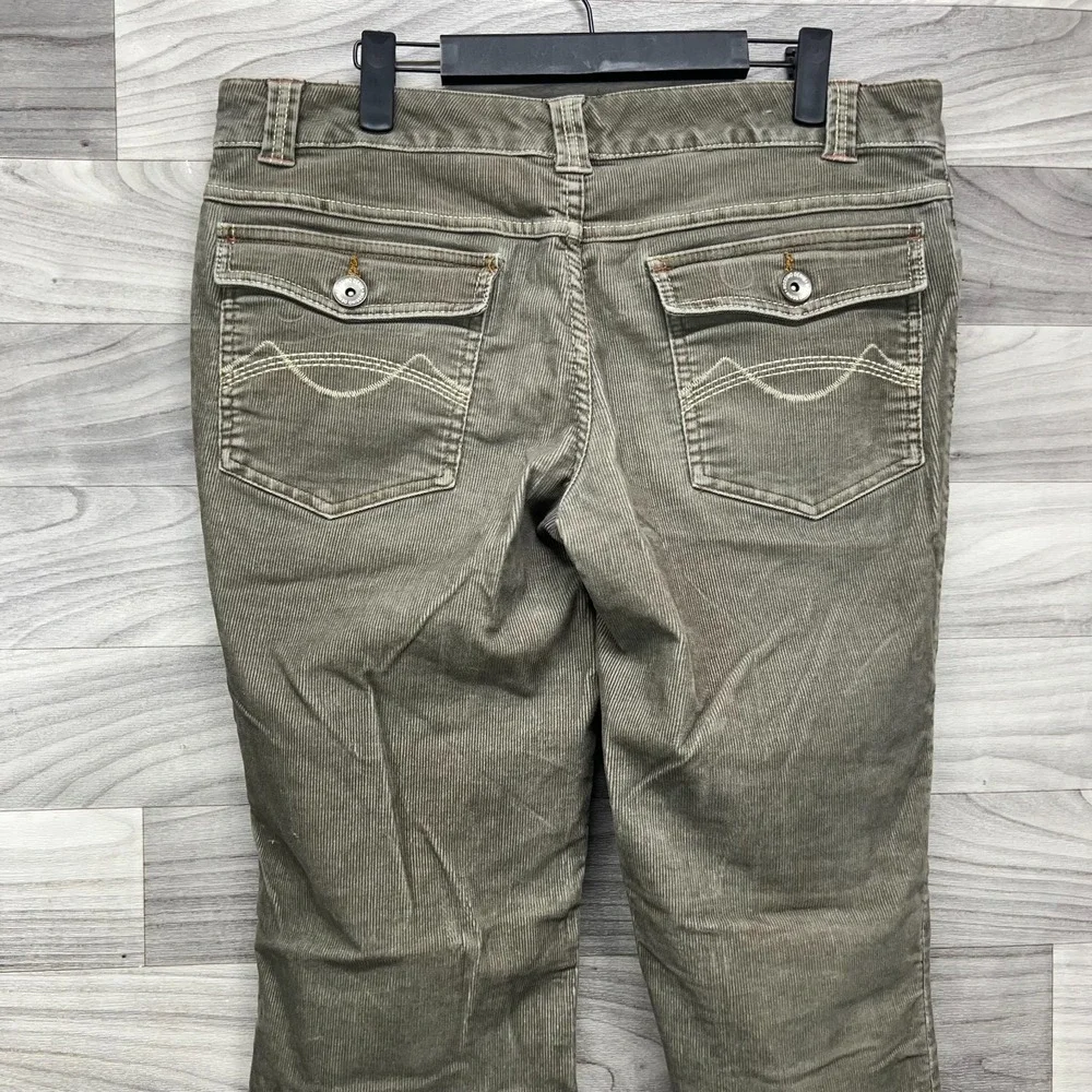 Mossimo Corduroy Pants Womens Size 13 Green Flare Leg Five Pocket Stretch Preppy